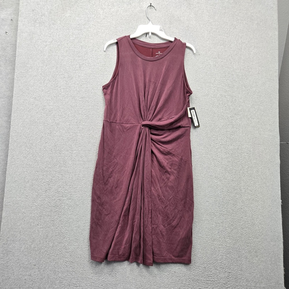 Worthington Women Dress L Burgundy Knee Length Sheath Twist Front Sleeveless NWT